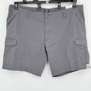 George Men's Stretch Gray Cargo Shorts At the Knee Size 46 Inseam 10" NWT